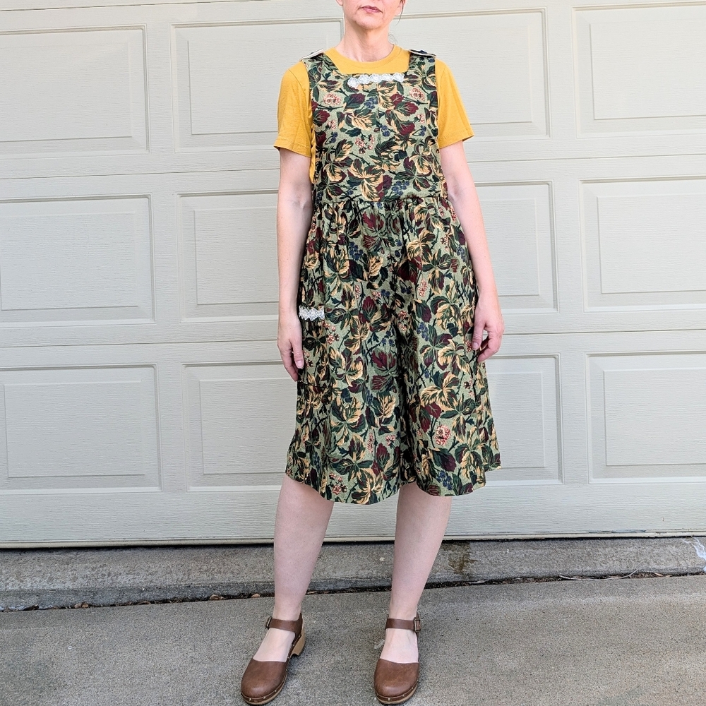 ooak OVERALLS made from a VINTAGE TABLECLOTH XS S